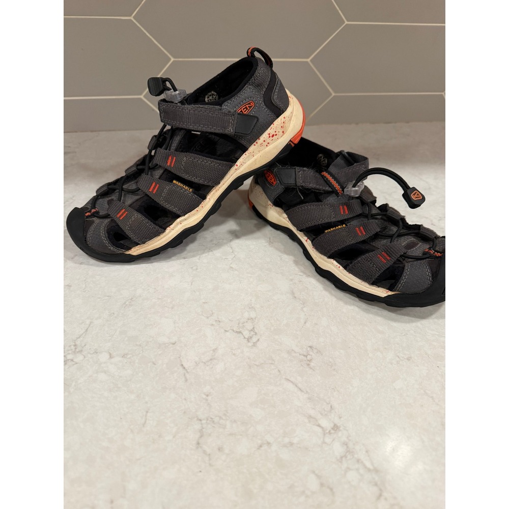 Keen Newport H2 Grey Orange Water Hiking Sandals Youth Size 4 1018426